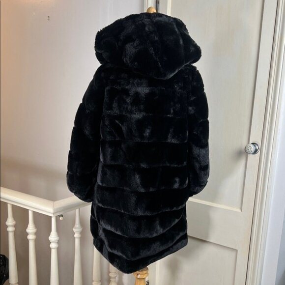 LAUNDRY • Women's Black Faux Fur Hooded Coat - Picture 3 of 6